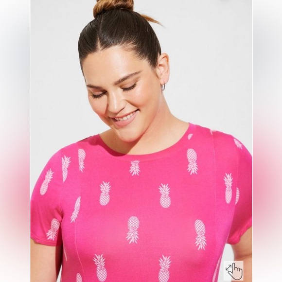 Mini Super Soft Fit N Flare Dress - Pink Pineapple - Torrid size 00 (equals 10) - Picture 4 of 10
